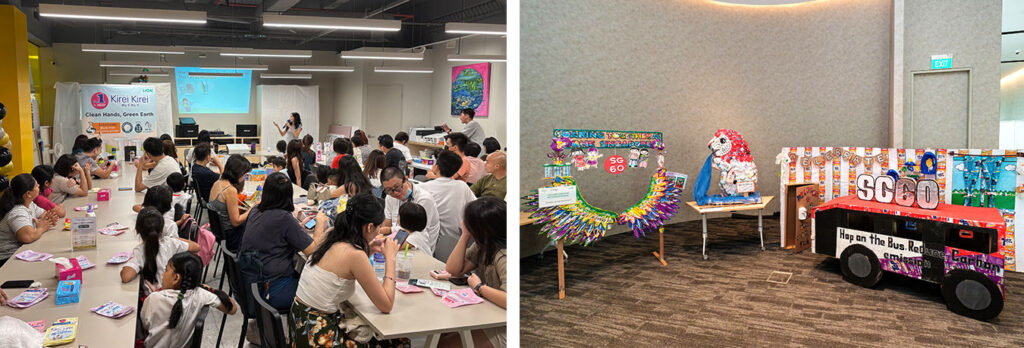 (Left) LION Clean and Green Workshop (Right) LION SG60 winning sculptures